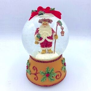 Vintage Sanyo Christmas Santa Clause Musical Snow Globe Plays “ Deck The Halls”